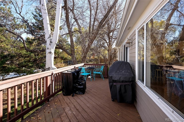 deck featuring area for grilling