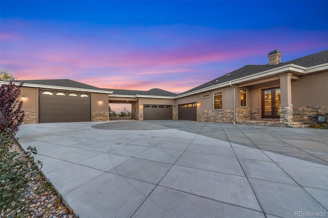 prairie-style home with a garage