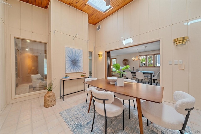 31 Irene Ct, Broomfield, CO 80020 - dining room with high vaulted ceiling, wood ceiling, and light tile patterned floors