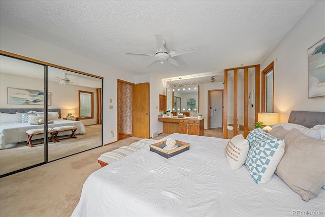 31 Irene Ct, Broomfield, CO 80020 - bedroom with light carpet, a textured ceiling, and a ceiling fan