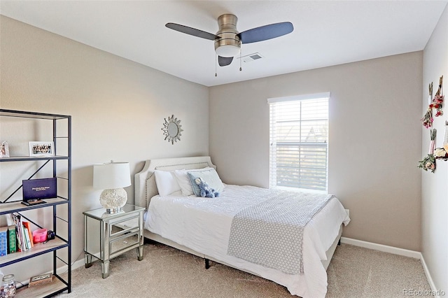 bedroom with carpet and ceiling fan