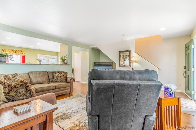 5320 E 100th Dr, Thornton, CO 80229 - living area featuring wood finished floors and recessed lighting