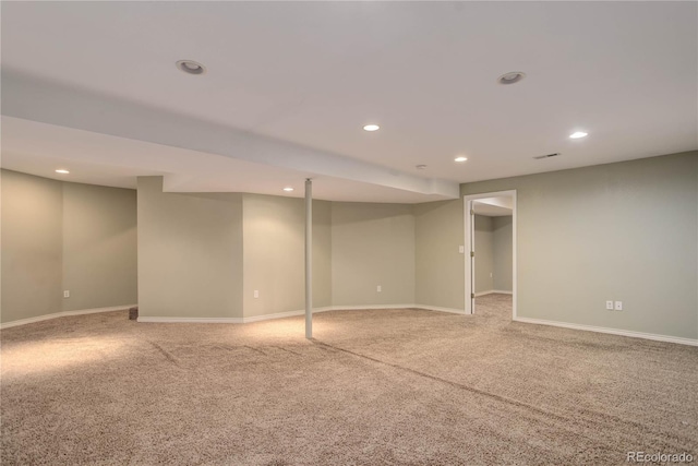 basement featuring carpet floors