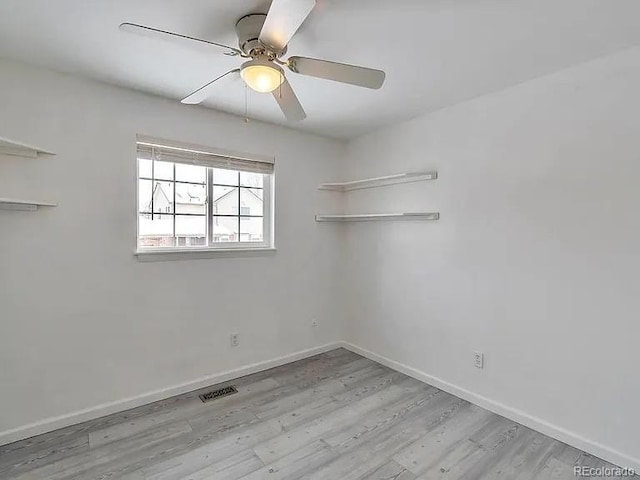 9135 W Maplewood Ave, Littleton, CO 80123 - empty room with light wood-type flooring, baseboards, and ceiling fan