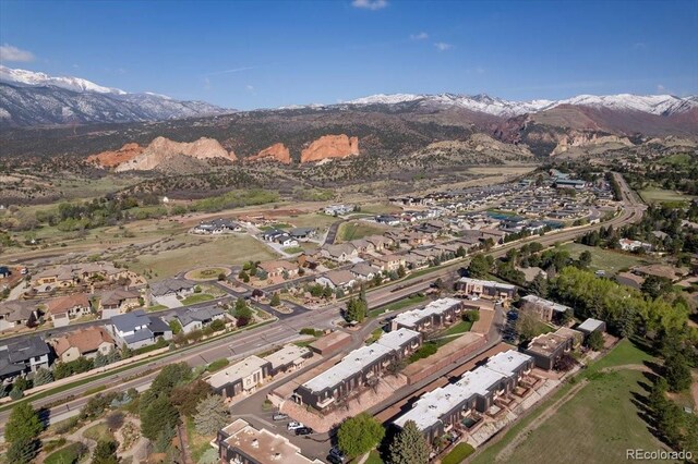 2979 Mesa Rd Unit D, Colorado Springs, CO 80904 - aerial view of property's location featuring mountains and nearby suburban area