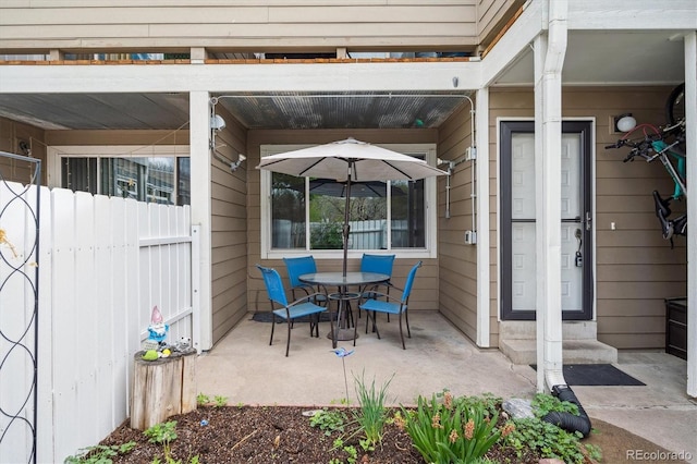 view of patio / terrace with fence and outdoor dining area