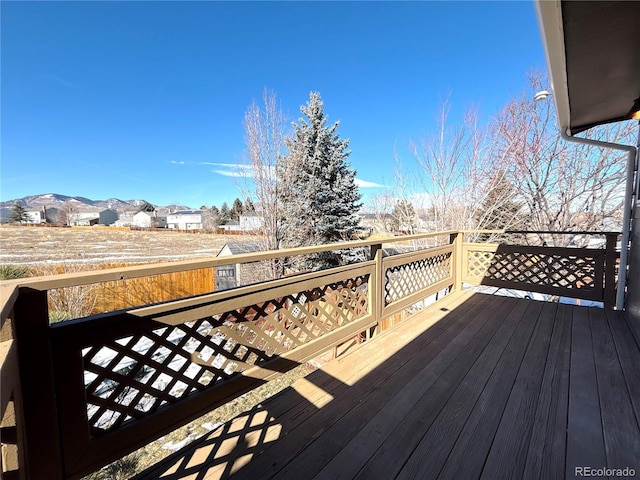 deck featuring a mountain view