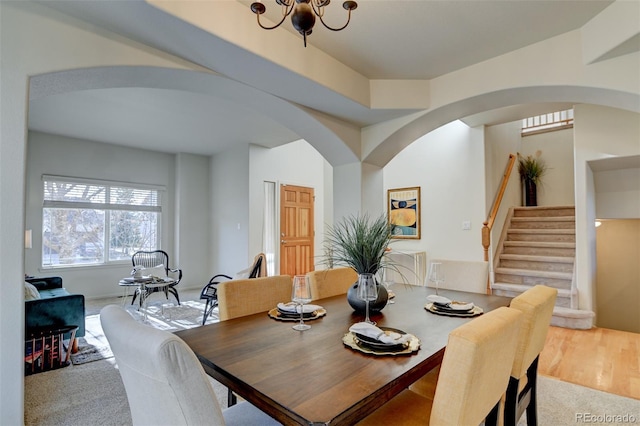 dining room with a chandelier