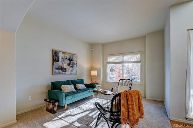 living room with light carpet