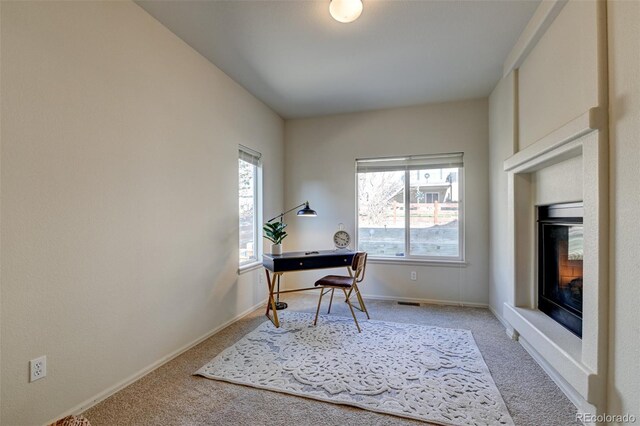 view of carpeted office