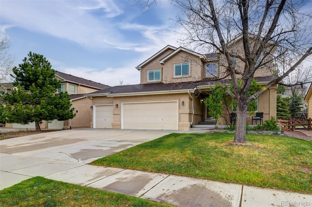 1460 Lily Lake Dr, Colorado Springs, CO 80921 - view of front of home with stucco siding, driveway, and a front lawn
