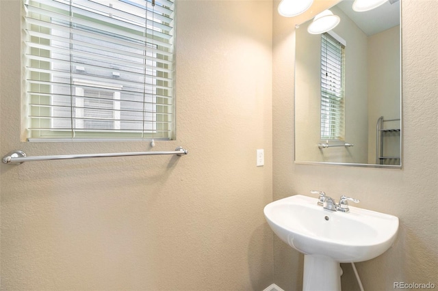 5434 N Xenia St, Denver, CO 80238 - bathroom featuring a sink and a textured wall