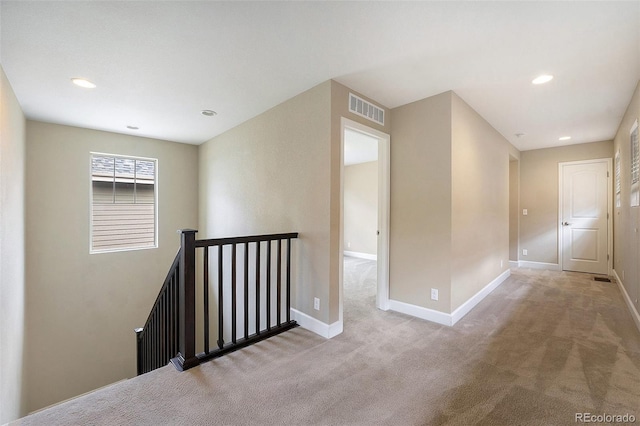 5434 N Xenia St, Denver, CO 80238 - hallway featuring an upstairs landing, carpet, and recessed lighting