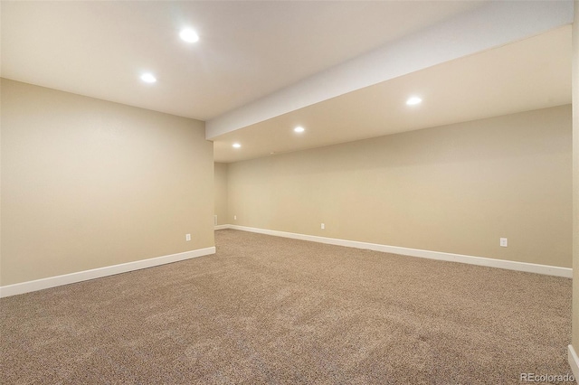 5434 N Xenia St, Denver, CO 80238 - finished basement with recessed lighting and carpet flooring