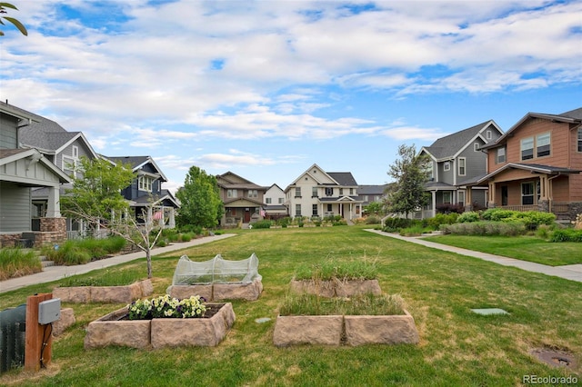 5434 N Xenia St, Denver, CO 80238 - surrounding community with a residential view, a vegetable garden, and a yard