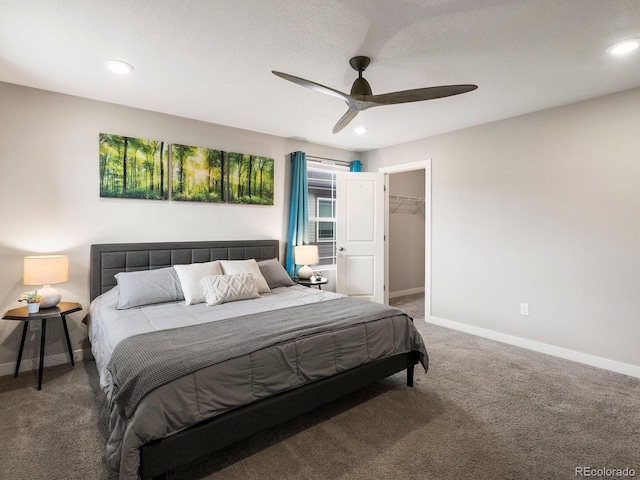 229 W Jamison Ct, Littleton, CO 80120 - bedroom with carpet flooring, ceiling fan, a walk in closet, and recessed lighting