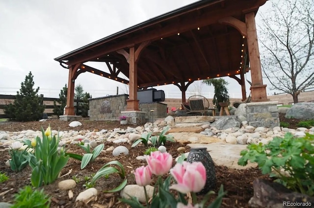 view of yard with a gazebo
