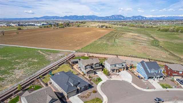 aerial view with a residential view and a mountain view