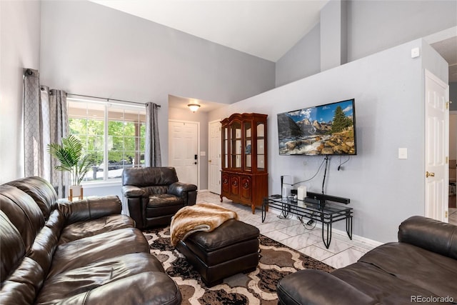 5033 Goshawk Ct, Brighton, CO 80601 - living area with high vaulted ceiling and baseboards