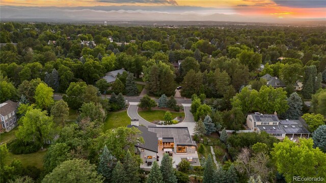 view of aerial view at dusk