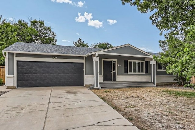 ranch-style home with a garage