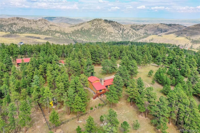 drone / aerial view featuring a mountain view