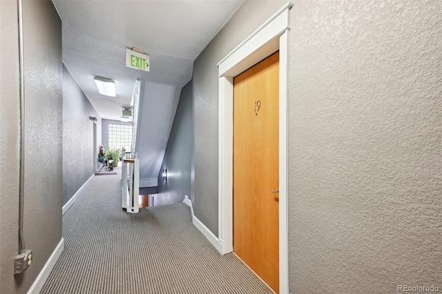 corridor with carpet flooring