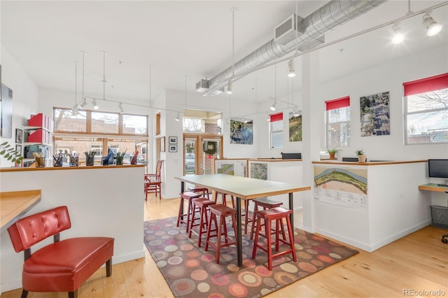 dining room with wood-type flooring