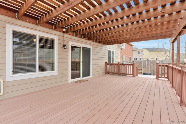 wooden terrace featuring a pergola