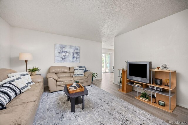 1245 Ceres Dr, Lafayette, CO 80026 - living area featuring wood finished floors and a textured ceiling