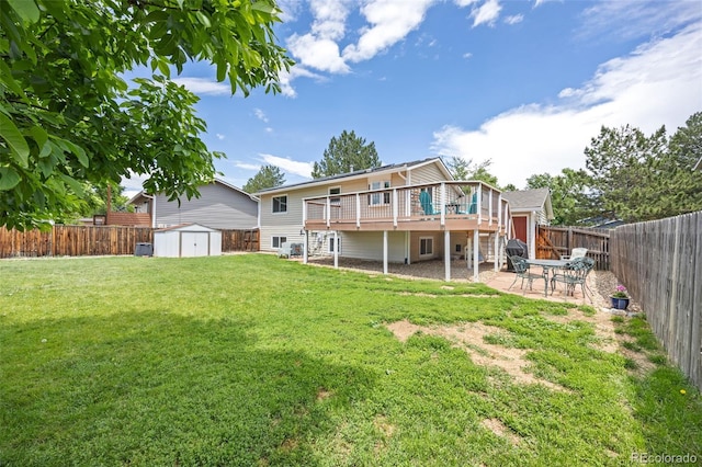 1245 Ceres Dr, Lafayette, CO 80026 - back of property featuring a wooden deck, a patio, and stairs