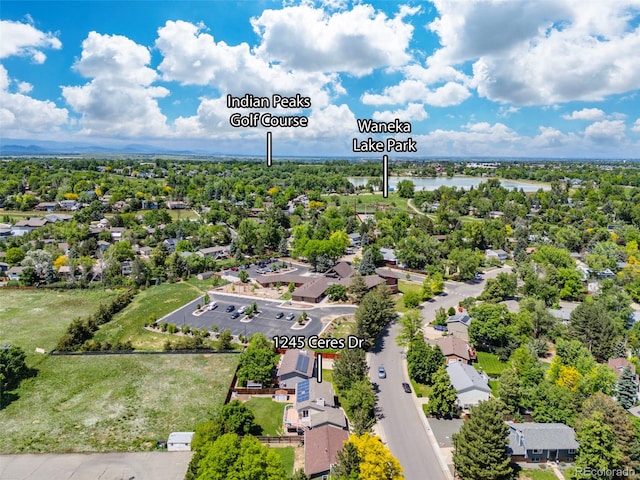 1245 Ceres Dr, Lafayette, CO 80026 - aerial perspective of suburban area featuring a large body of water