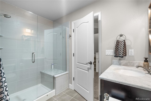 16207 Cadland Ct, Parker, CO 80134 - full bathroom with a shower stall, tile patterned flooring, and vanity