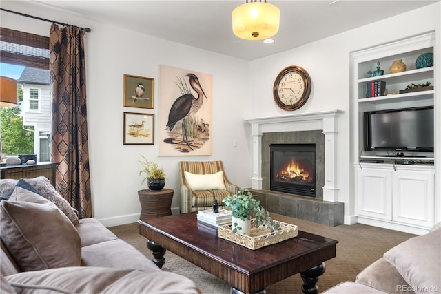 16207 Cadland Ct, Parker, CO 80134 - living area featuring carpet and a fireplace