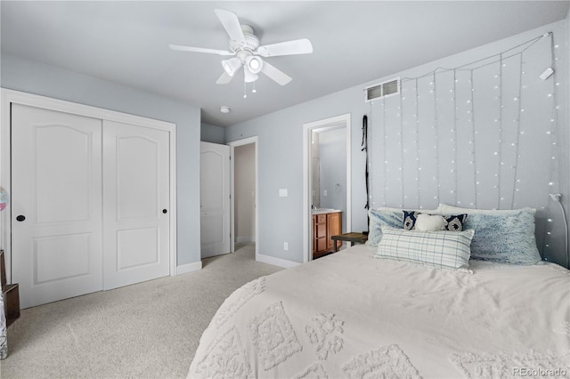 16207 Cadland Ct, Parker, CO 80134 - carpeted bedroom featuring a closet, a ceiling fan, and ensuite bathroom