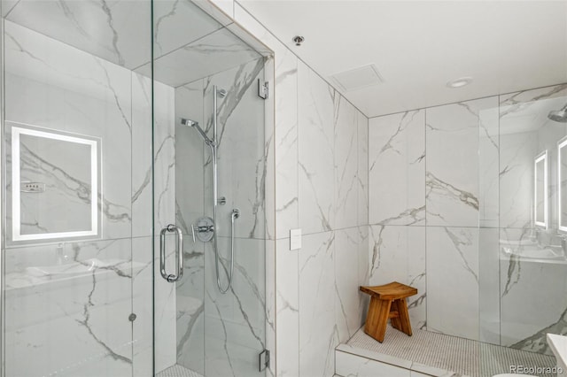 1863 Wazee St Unit 6B, Denver, CO 80202 - full bath with a marble finish shower