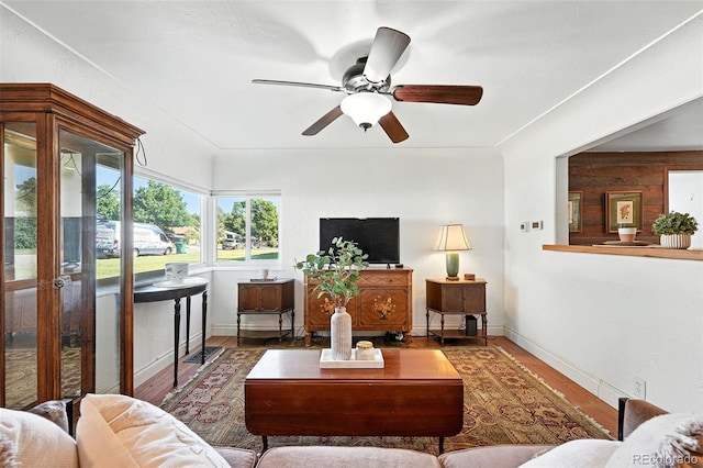 4315 S Elati St, Englewood, CO 80110 - living area with a ceiling fan and wood finished floors