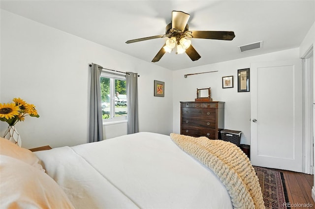 4315 S Elati St, Englewood, CO 80110 - bedroom with dark wood-style floors and ceiling fan