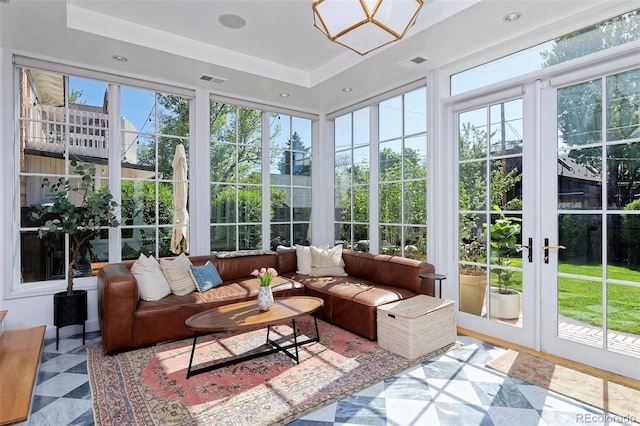 747 N Downing St, Denver, CO 80218 - sunroom / solarium with french doors and a raised ceiling