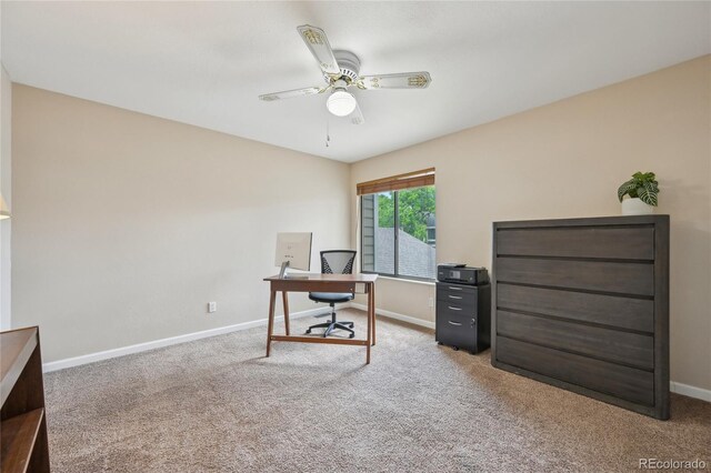 7474 E Arkansas Ave Unit 13-02, Denver, CO 80231 - office featuring carpet flooring, a ceiling fan, and baseboards