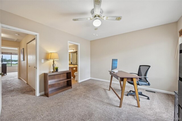 7474 E Arkansas Ave Unit 13-02, Denver, CO 80231 - carpeted office space with a ceiling fan and baseboards