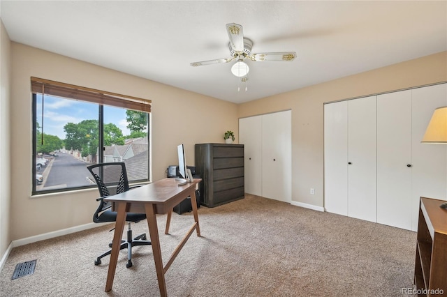 7474 E Arkansas Ave Unit 13-02, Denver, CO 80231 - office with carpet floors, baseboards, and ceiling fan