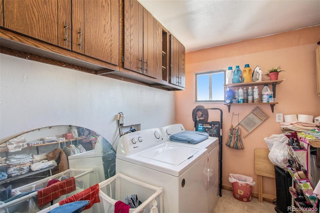 222 S Logan St, Grover, CO 80729 - washroom with washer and dryer, cabinet space, and light carpet