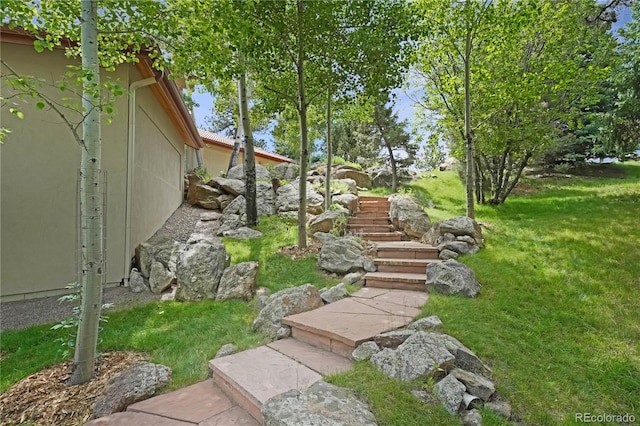 2398 Bitterroot Ln, Golden, CO 80401 - view of green lawn featuring stairway