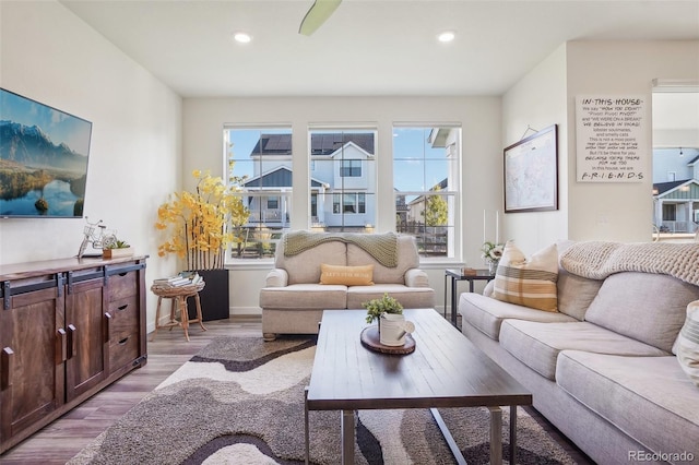 living room featuring light hardwood / wood-style floors