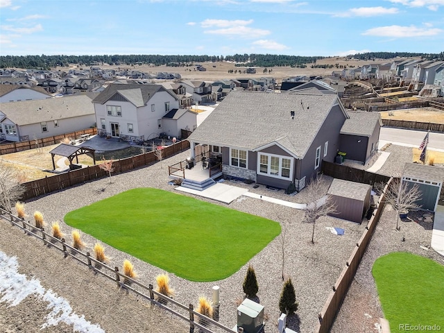 aerial view with a residential view