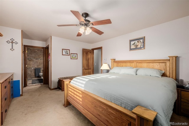 35055 E Mississippi Ave, Watkins, CO 80137 - bedroom with light carpet, ensuite bath, and a ceiling fan