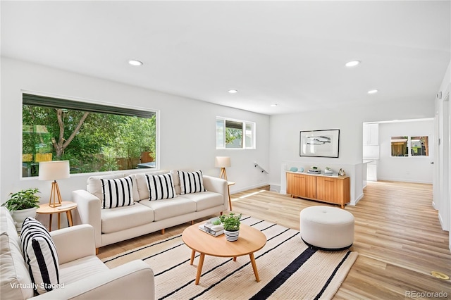 261 Knox Ct, Denver, CO 80219 - living area featuring light wood finished floors and recessed lighting