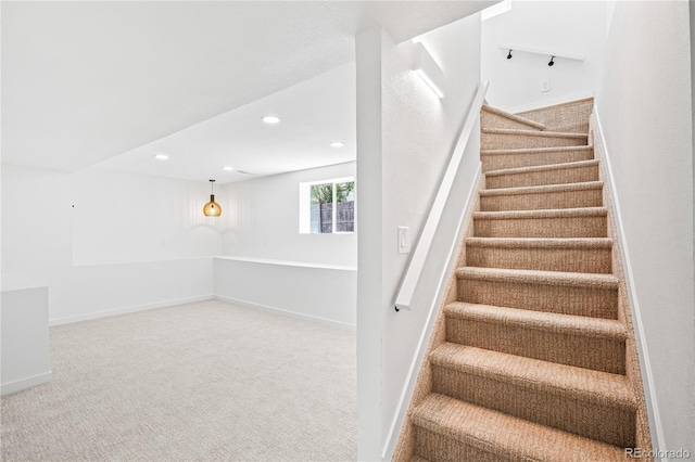 261 Knox Ct, Denver, CO 80219 - stairs with recessed lighting and carpet flooring