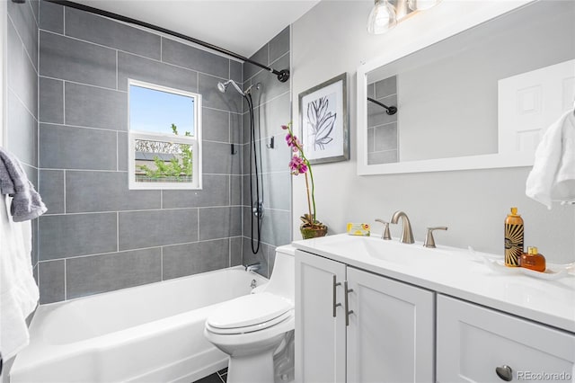 6980 Niagara St, Commerce City, CO 80022 - bathroom featuring tub / shower combination, toilet, and vanity